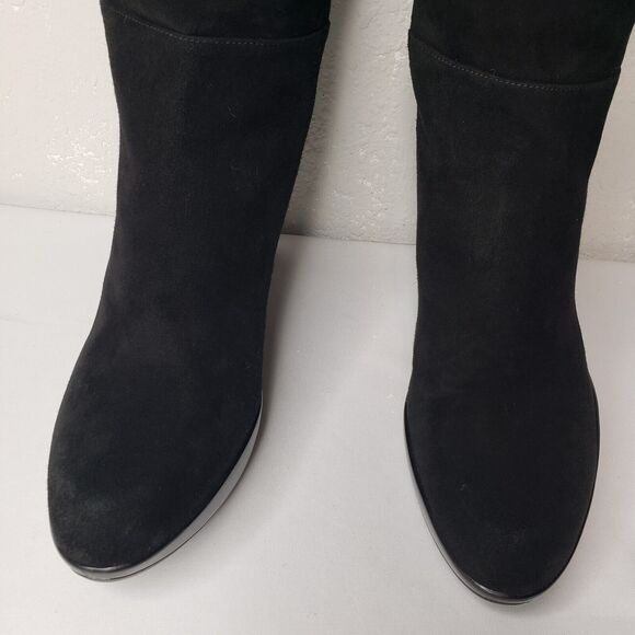 Stuart Weitzman Saratoga Over The Knee Black Suede Platform Wedge Boots Size 9 N - Picture 2 of 13